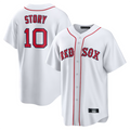 Custom #10 White BOS Baseball Shirt Top