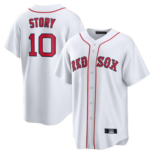 Custom #10 White BOS Baseball Shirt Top