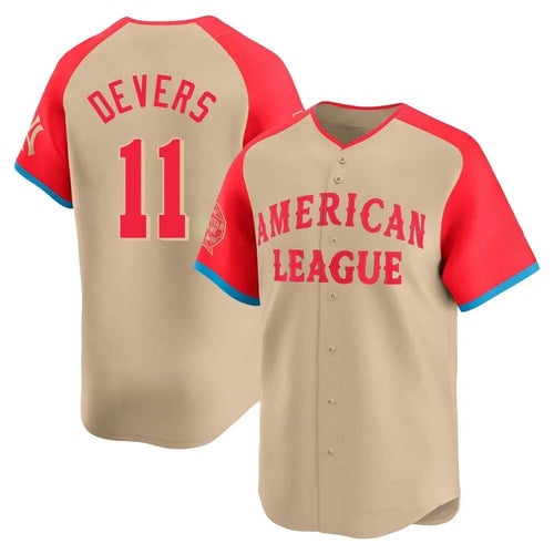 Custom #11 Cream All Star BOS Baseball Shirt Top