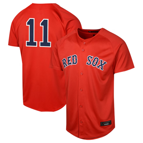 Custom #11 Red BOS Baseball Shirt Top