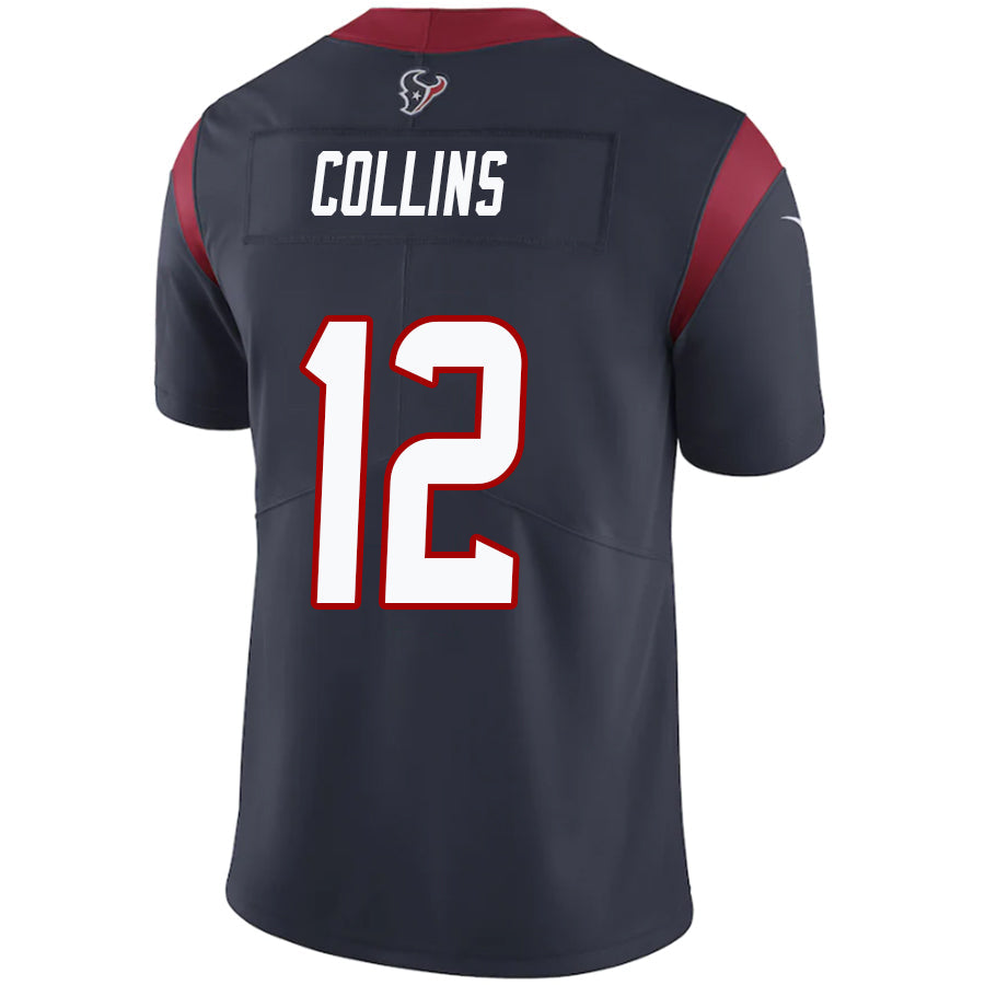 Custom #12 Navy HOU Football Shirt Top