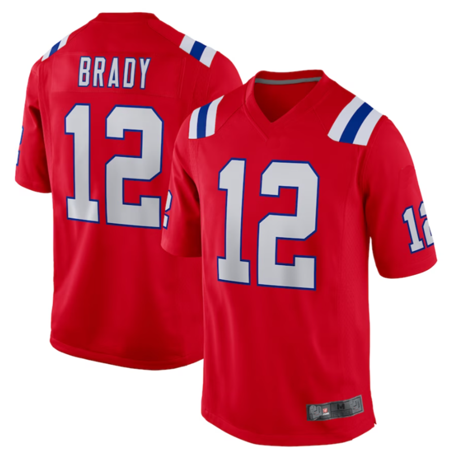 Custom #12 Red NE Football Shirt Top
