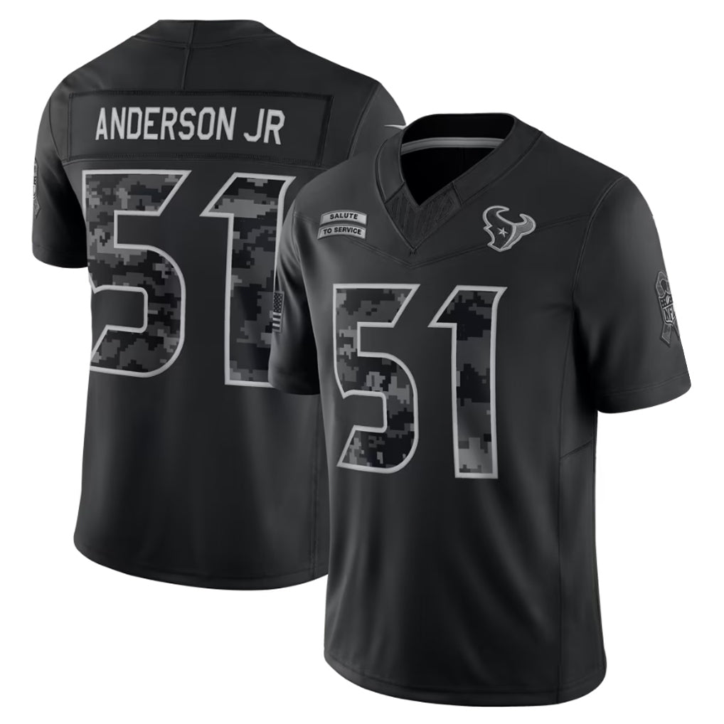 Reast H.Texans #51 Will Anderson Jr. Player Black Limited 2026 Salute to Service Home Game Stitched Jerseys