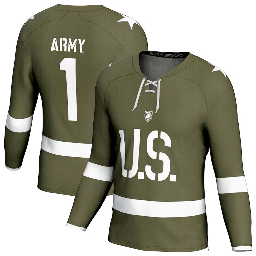 Custom #1 Olive ARMY Hockey Shirt Top