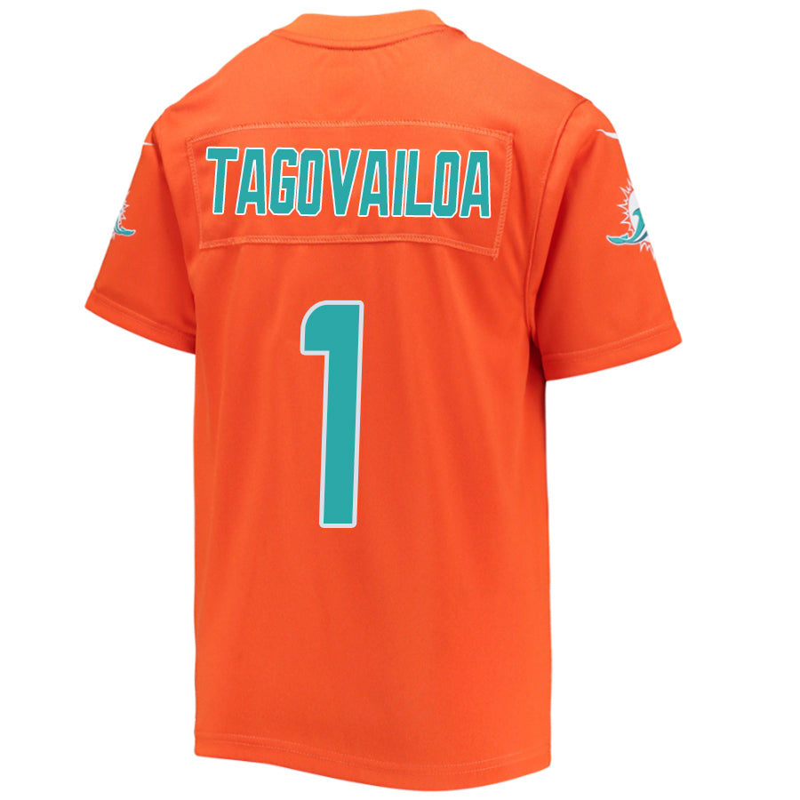 Custom #1 Orange MIA Football Shirt Top