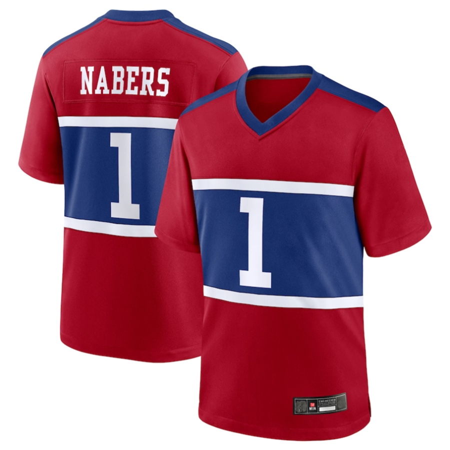 Custom #1 Red NYG Football Shirt Top