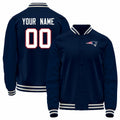Custom NE.Patriots Navy Bomber Full-Snap Varsity Letterman Jacket