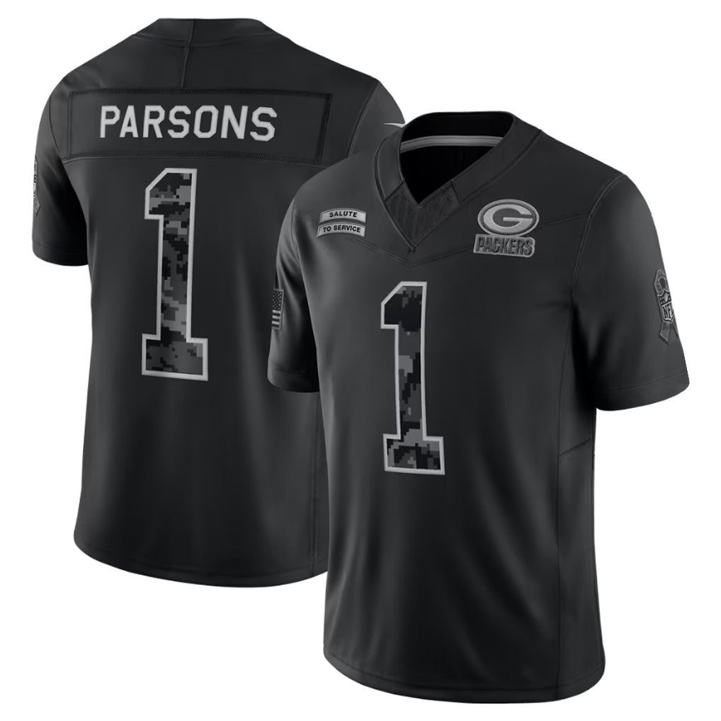 Reast GB.Packers #1 Micah Parsons Player Black Limited 2026 Salute to Service Home Game Stitched Jerseys