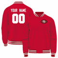 Custom SF.49ers Red Bomber Full-Snap Varsity Letterman Jacket