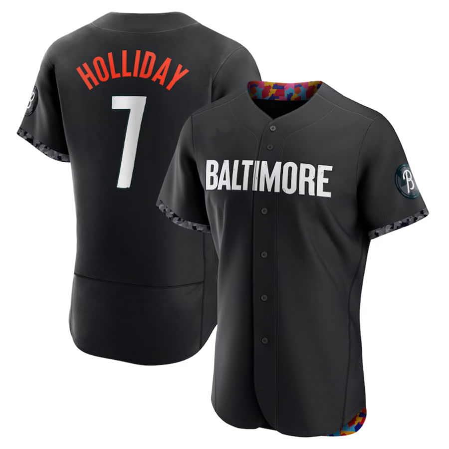 Custom #7 Black City Connect BAL Baseball Shirt Top