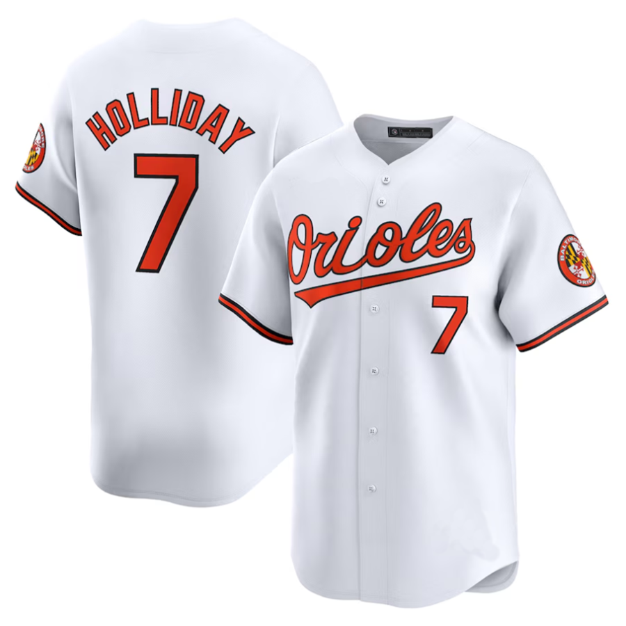 Custom #7 White BAL Baseball Shirt Top
