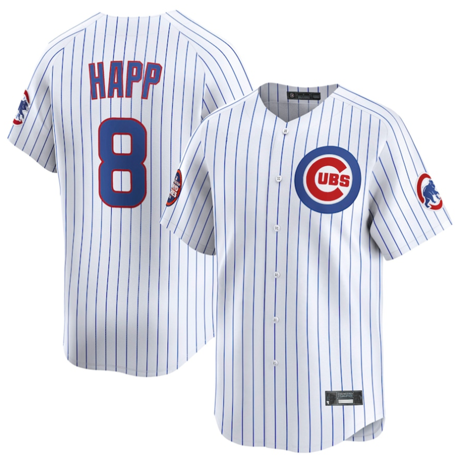 Custom #8 White CHC Baseball Shirt Top