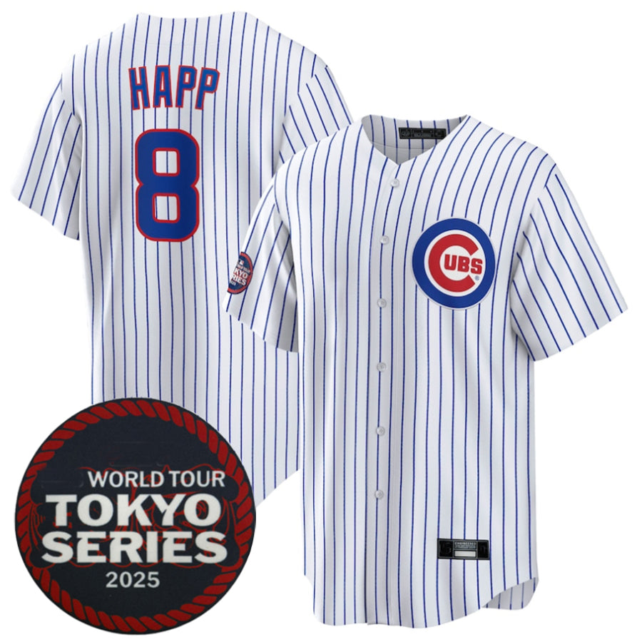 Custom #8 White 2025 CHC Baseball Shirt Top