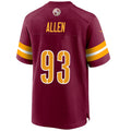 Custom #93 Burgundy WAS Football Shirt Top