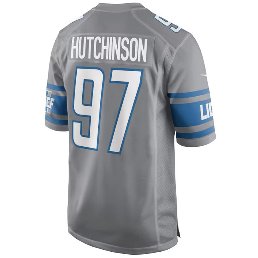 Custom #97 Gray DET Football Shirt Top