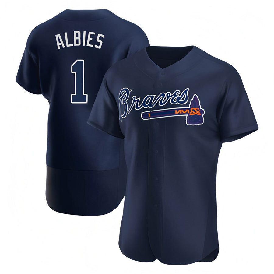Custom #1 Navy ATL Baseball Shirt Top