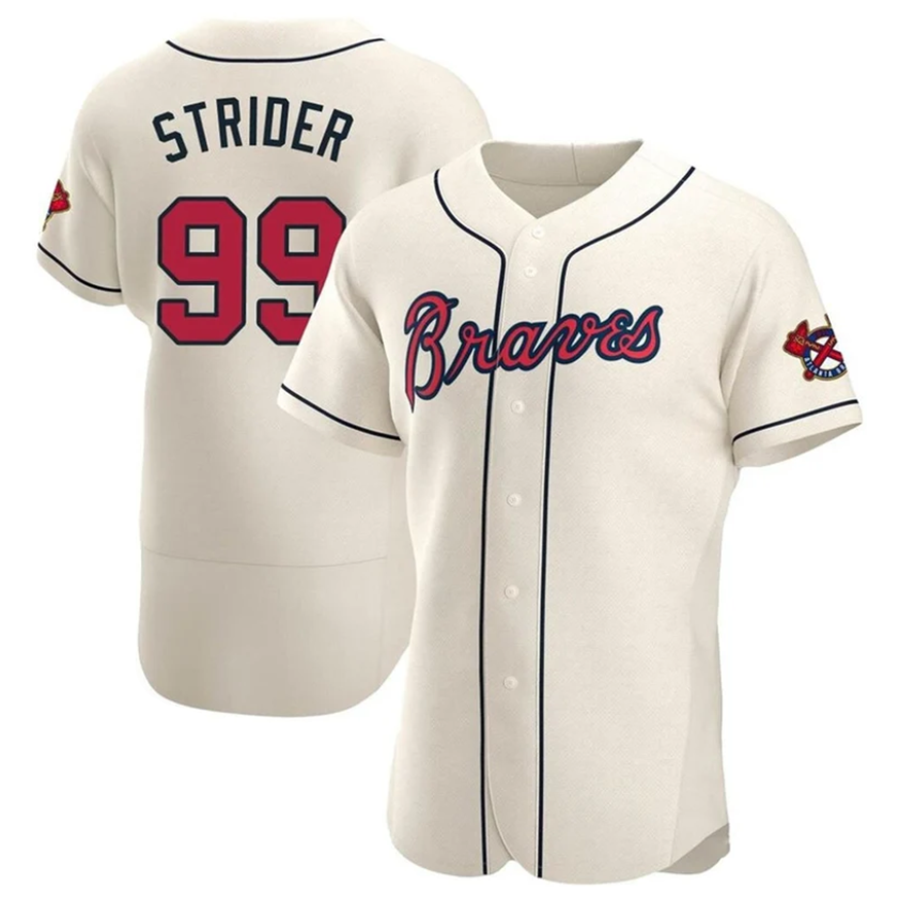 Custom #99 Cream ATL Baseball Shirt Top