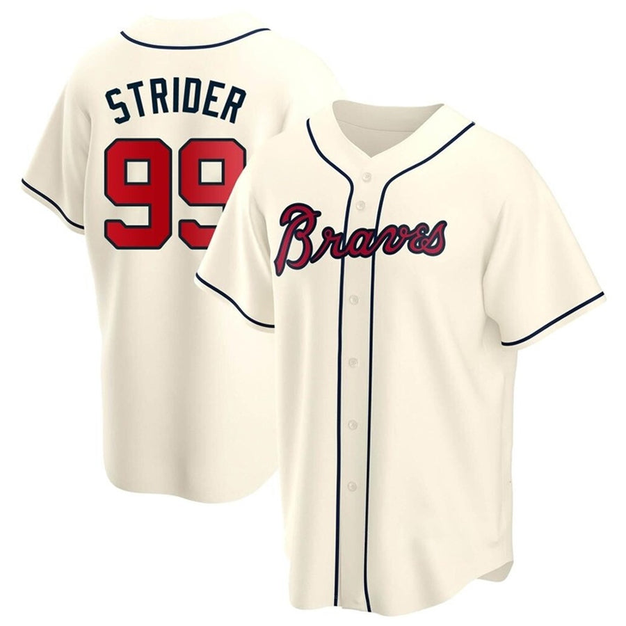 Custom #99 Cream ATL Baseball Shirt Top