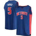 D.Pistons #5 Alec Burks Supporters Branded Fast Break Replica Jersey Icon Edition Blue Stitched American Basketball Jersey
