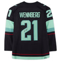 S.Kraken #21 Alex Wennberg Supporters Authentic Autographed  with Inaugural Season Jersey Patch Blue Stitched American Hockey Jerseys