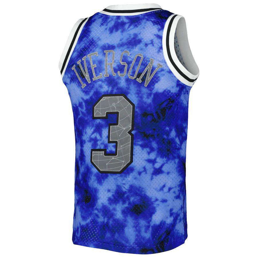 PH.76ers #3 Allen Iverson Mitchell & Ness 1996-97 Galaxy Swingman Jersey Royal Stitched American Basketball Jersey