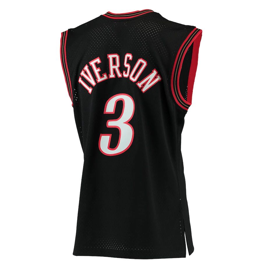 PH.76ers #3 Allen Iverson Mitchell & Ness 2000-01 Hardwood Classics Swingman Jersey Black Stitched American Basketball Jersey