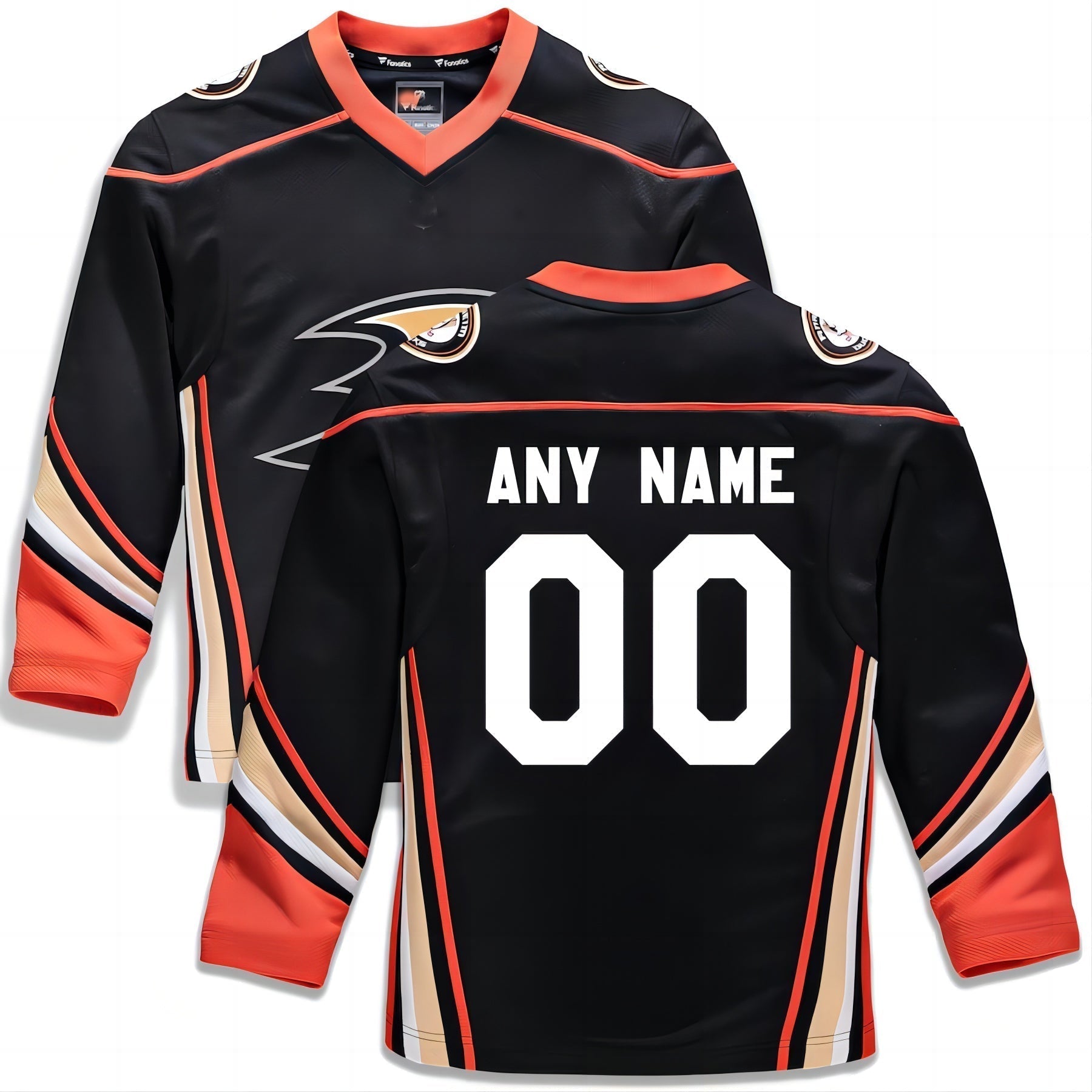 Custom A.Ducks Supporters Branded Home Replica Custom Jersey Black Stitched American Hockey Jerseys
