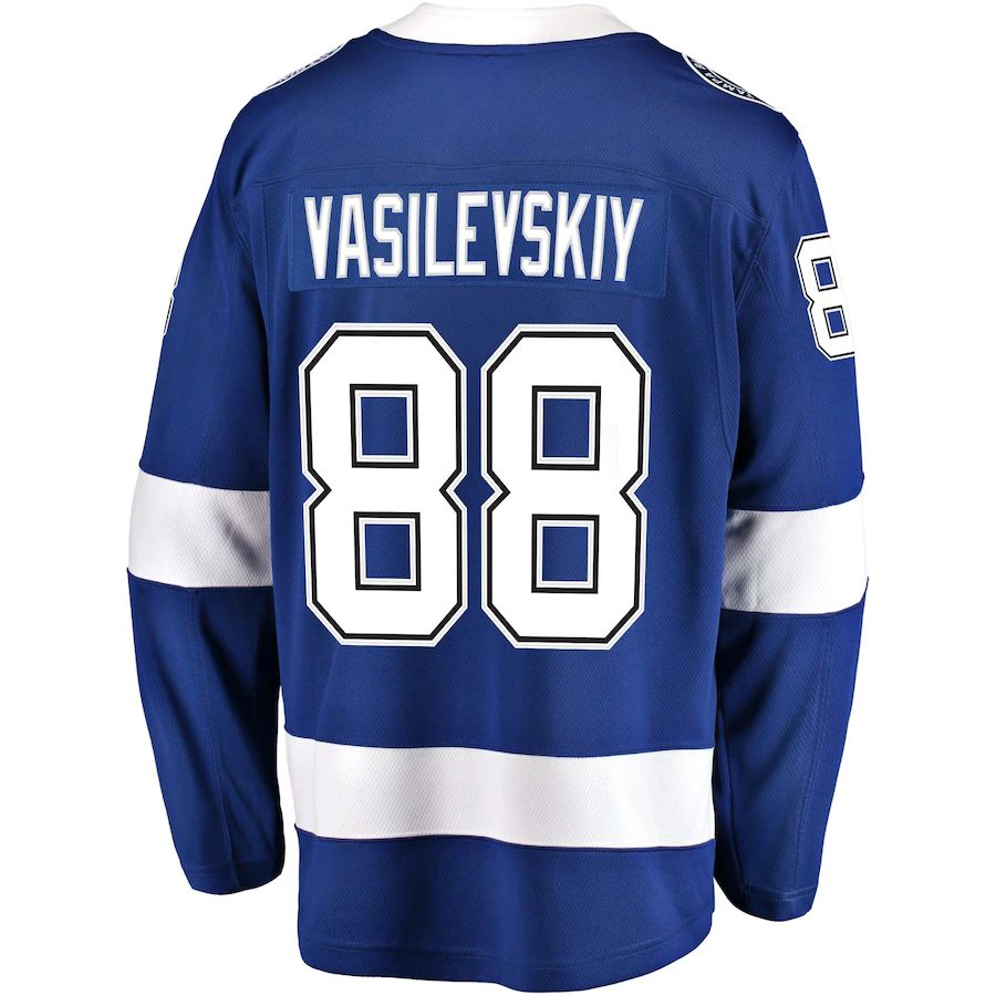 TB.Lightning #88 Andrei Vasilevskiy Supporters Branded Home Premier Breakaway Player Jersey Blue Stitched American Hockey Jerseys