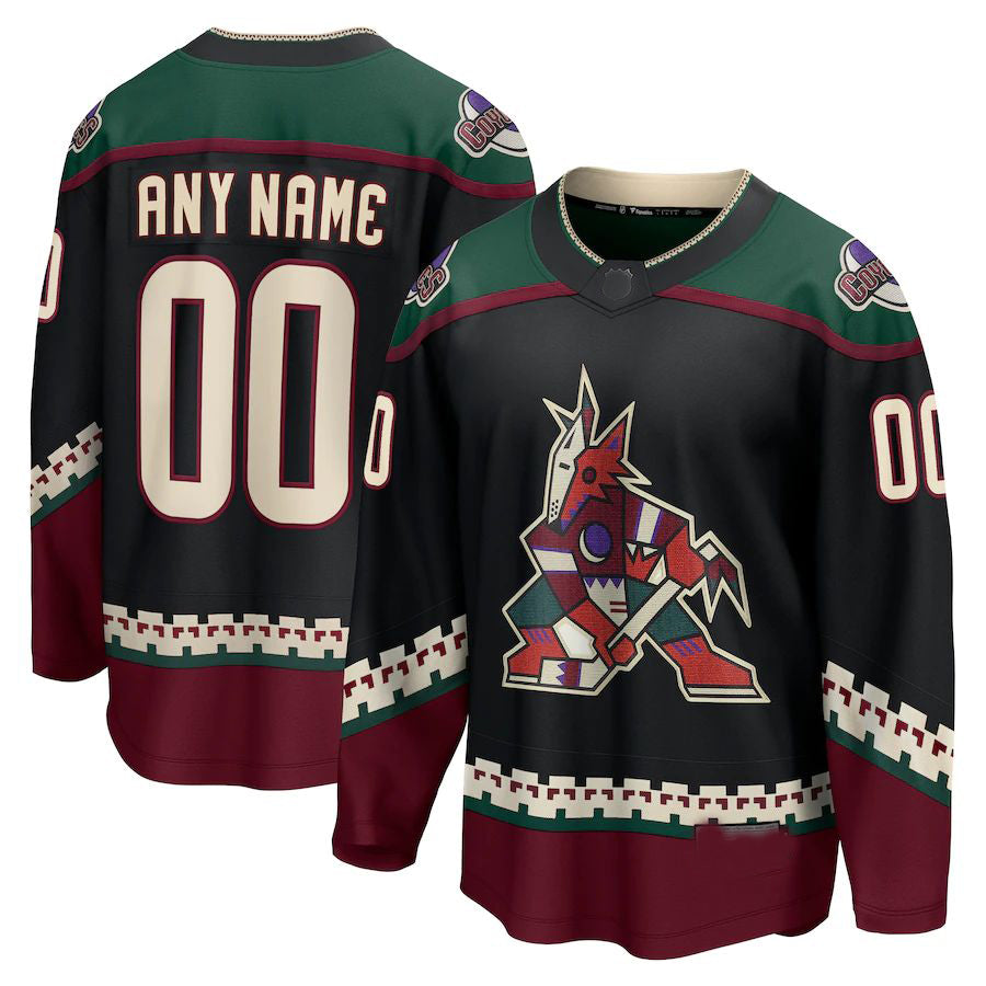 Custom A.Coyotes Supporters Branded  Home Breakaway Jersey Black Stitched American Hockey Jerseys