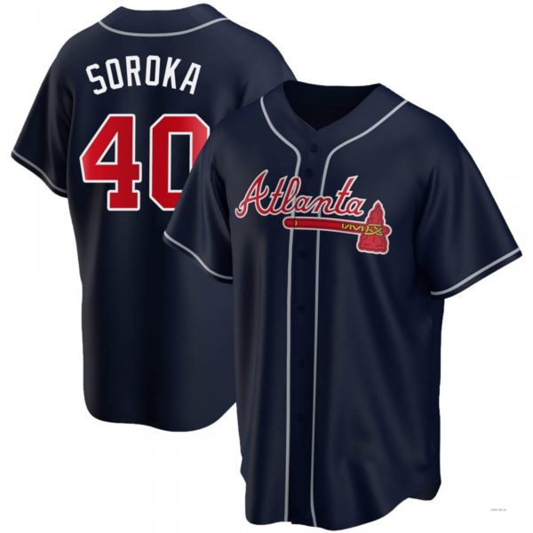 Atlanta Braves #40 Mike Soroka Navy Alternate Jersey Stitches Baseball Jerseys