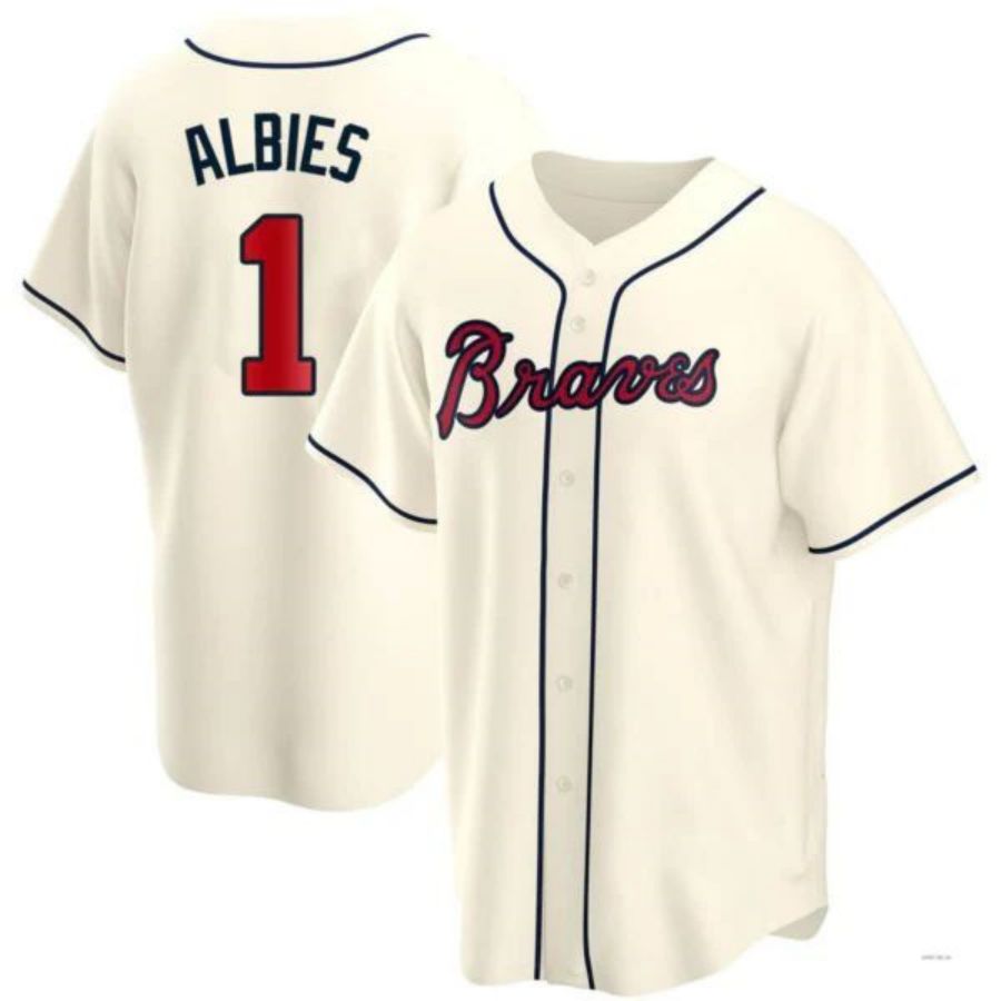 Custom #1 Cream ATL Baseball Shirt Top