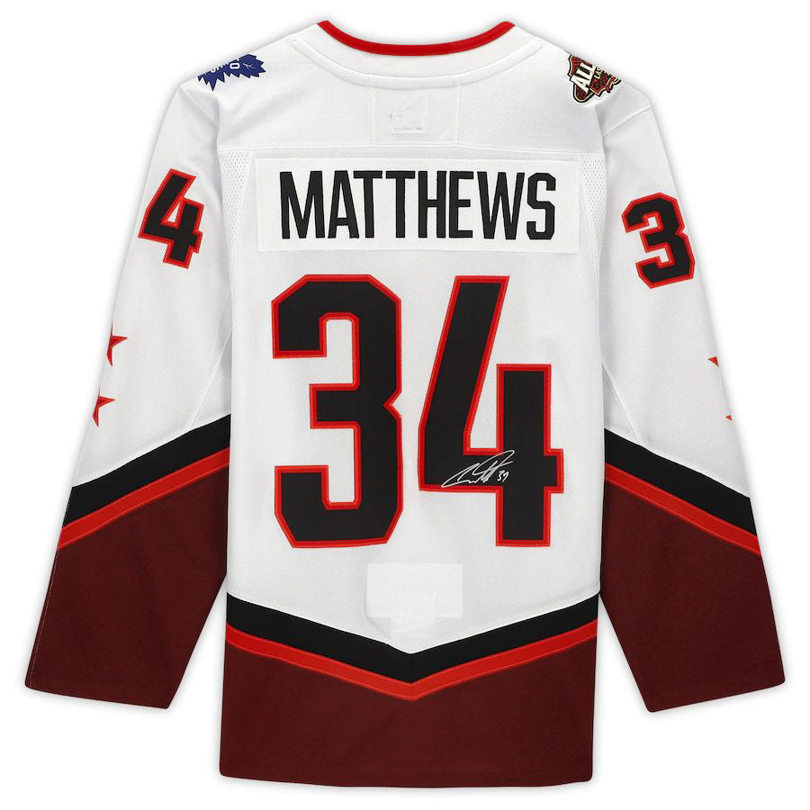 T.Maple Leafs #34 Auston Matthews Supporters Authentic Autographed 2022 All-Star Game White Stitched American Hockey Jerseys