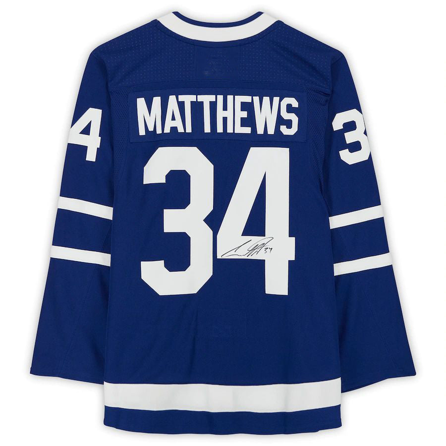 T.Maple Leafs #34 Auston Matthews Supporters Authentic Autographed Alternate Captain Blue Stitched American Hockey Jerseys