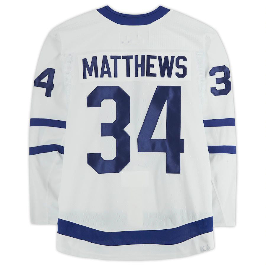 T.Maple Leafs #34 Auston Matthews Supporters Authentic Game-Used White Jersey from the 2021-22 Season Stitched American Hockey Jerseys