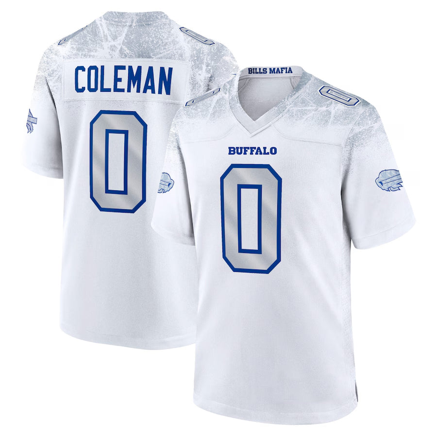 Custom #0 White BUF Football Shirt Top