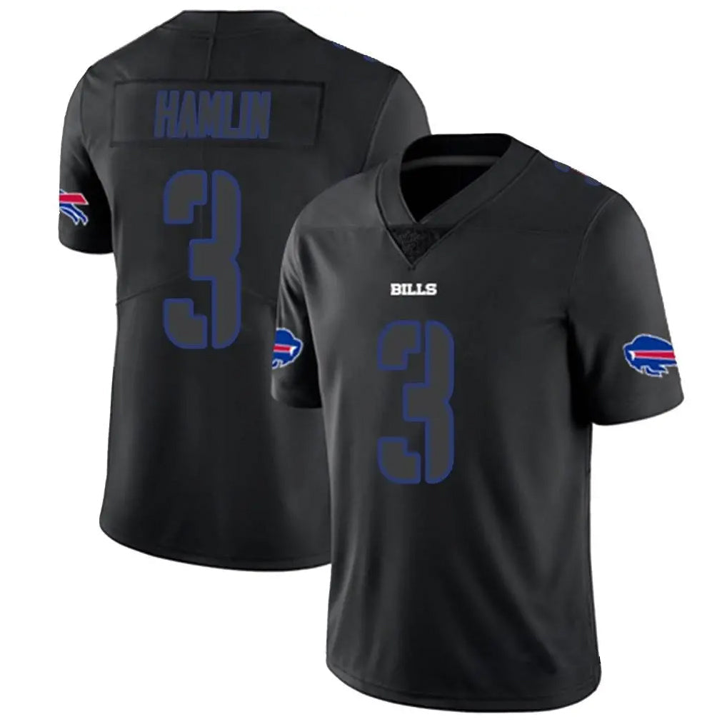 Custom #3 Black BUF Football Shirt Top