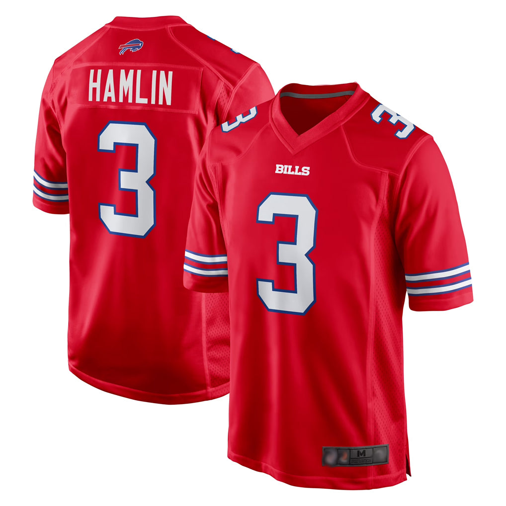 Custom #3 Red BUF Football Shirt Top