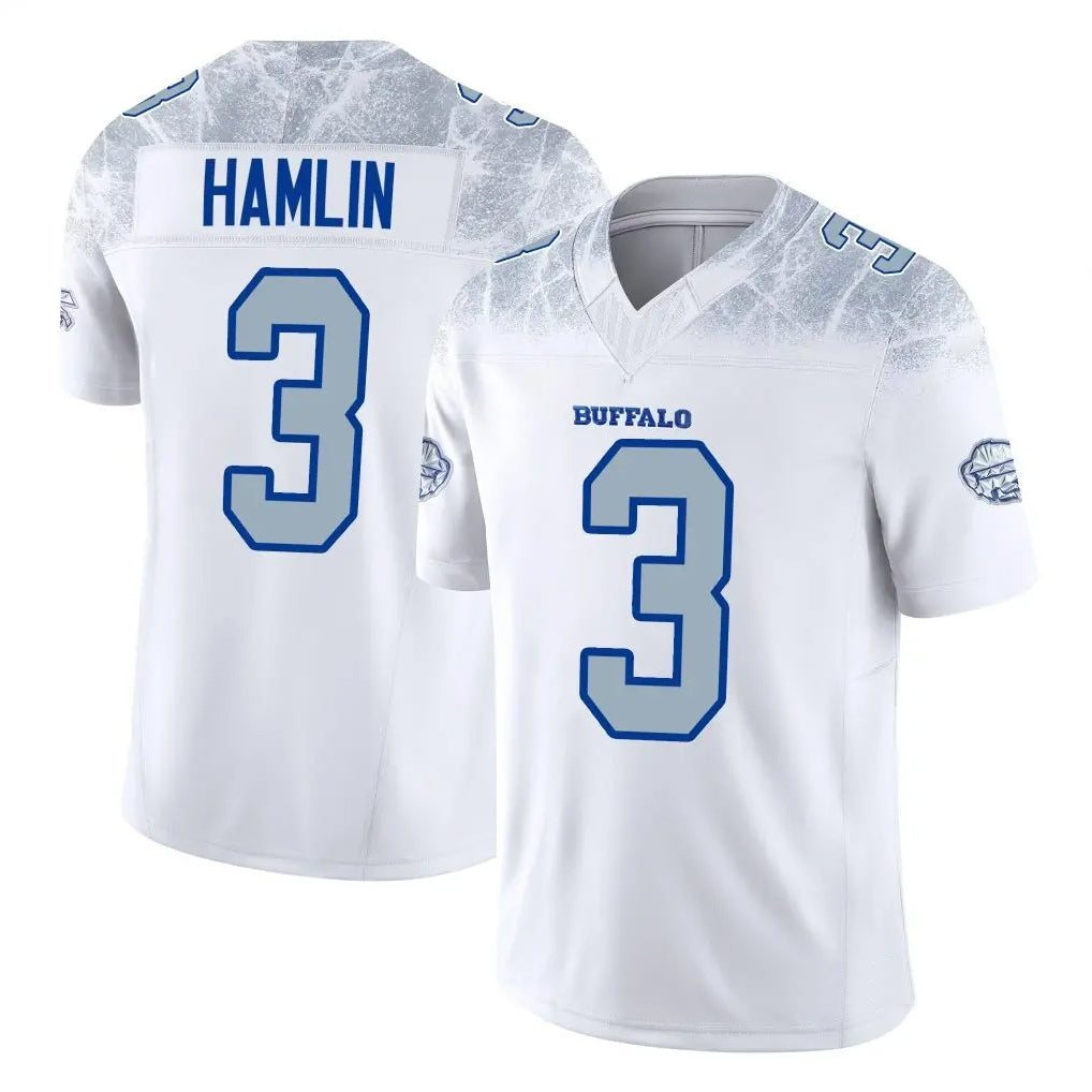Custom #3 White BUF Football Shirt Top