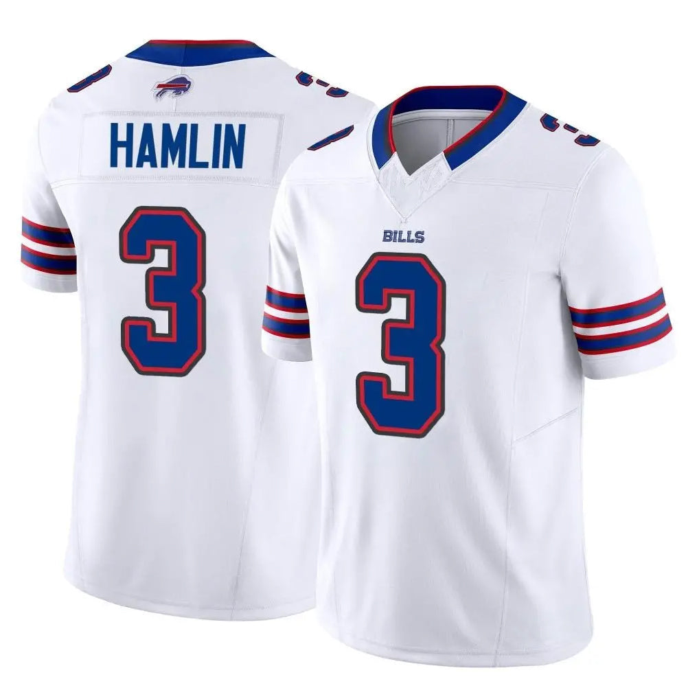 Custom #3 White BUF Football Shirt Top