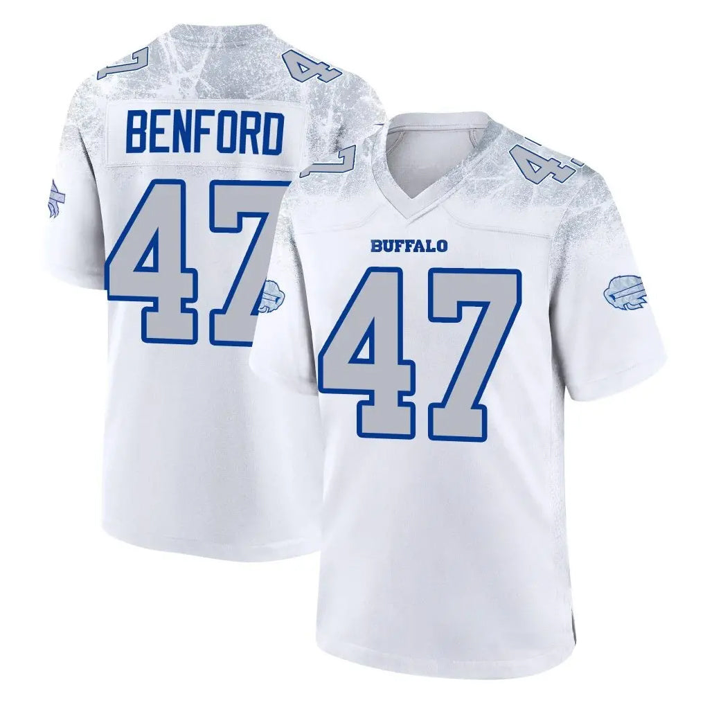 Custom #47 White BUF Football Shirt Top