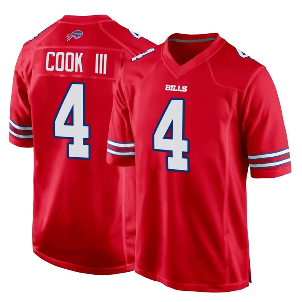Custom #4 Red BUF Football Shirt Top