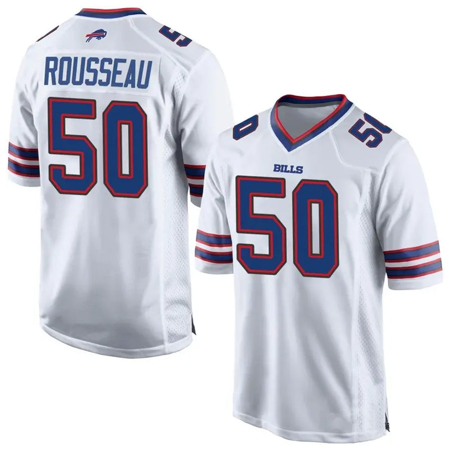 Custom #50 White BUF Football Shirt Top