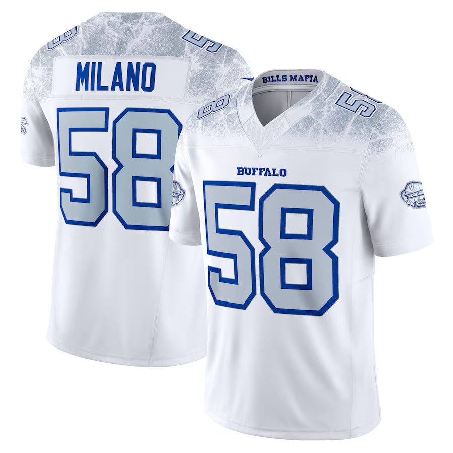 Custom #58 White BUF Football Shirt Top
