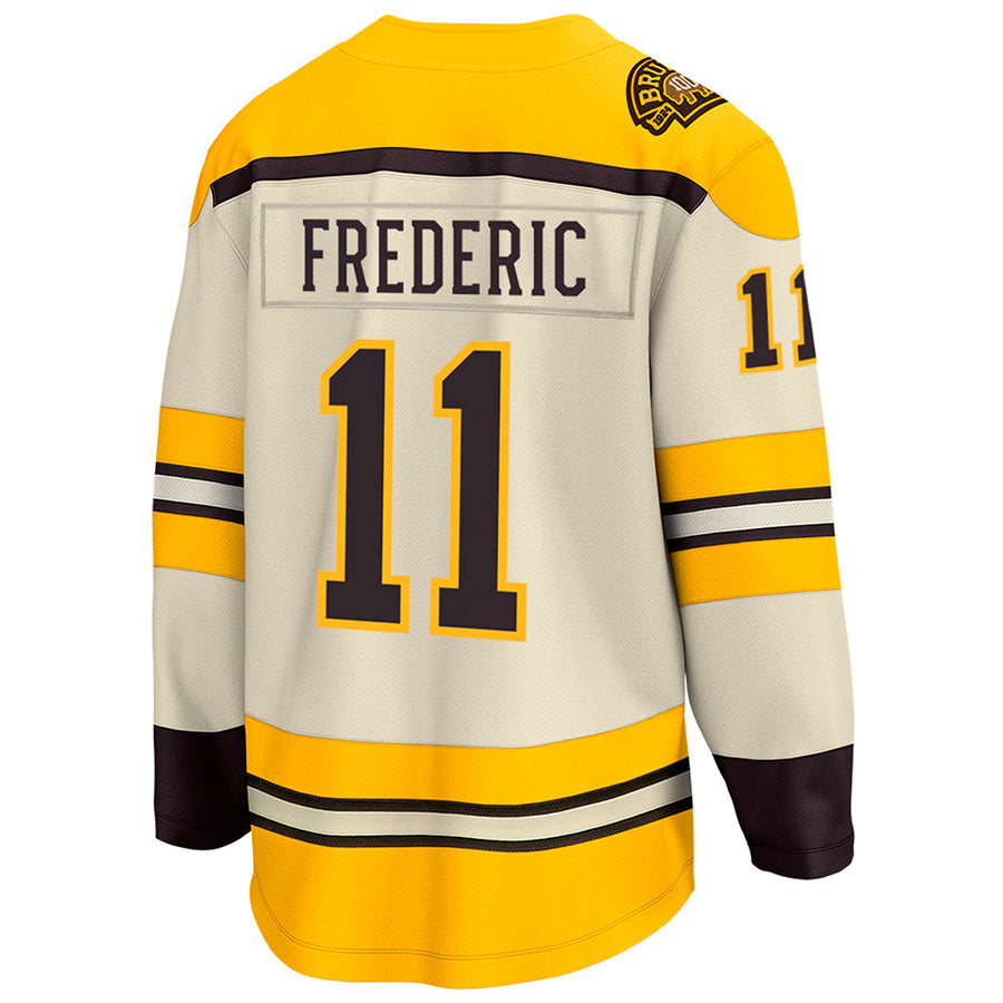 Custom #11 Cream BOS Hockey Shirt Top