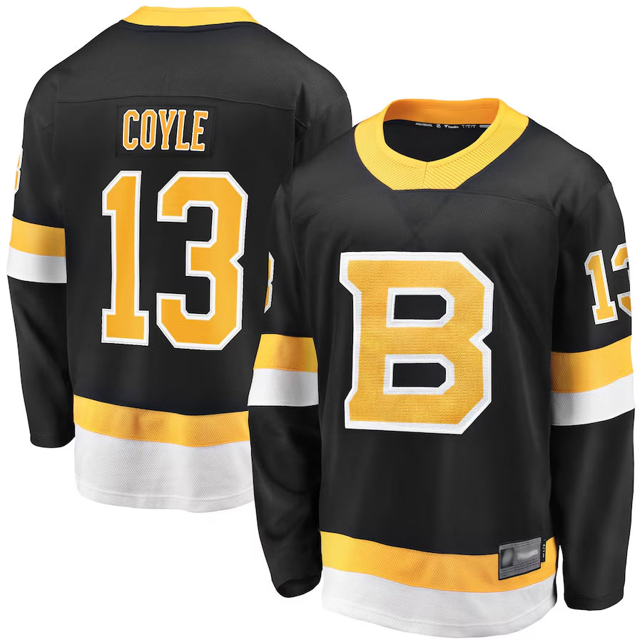 Custom #13 Black BOS Hockey Shirt Top