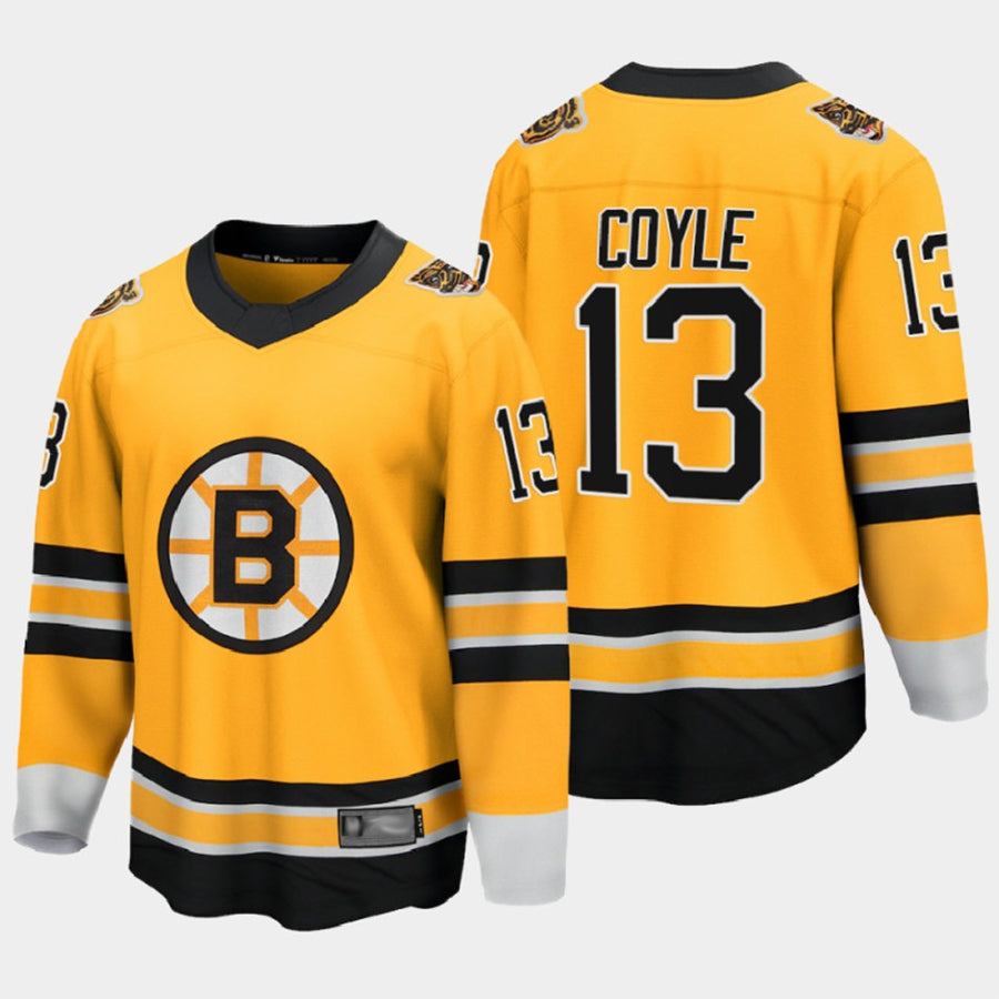 Custom #13 Gold Retro BOS Hockey Shirt Top