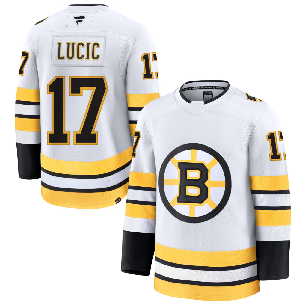 Custom #17 White BOS Hockey Shirt Top