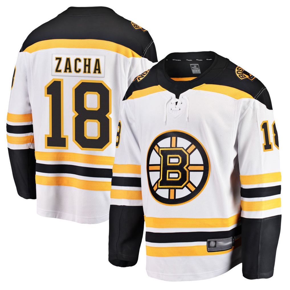B.Bruins #18 Pavel Zacha Player Fanatics Breakaway White Home Hockey Jerseys