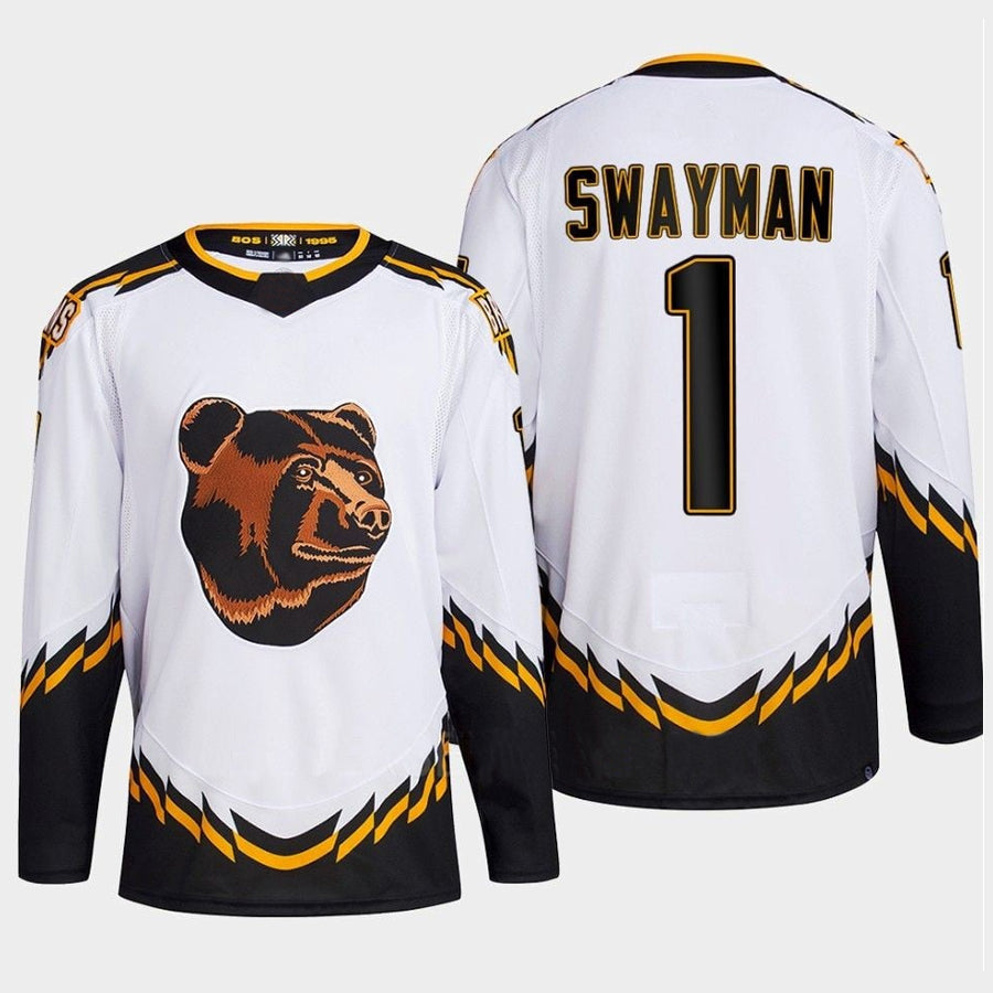 Custom #1 White Retro BOS Hockey Shirt Top