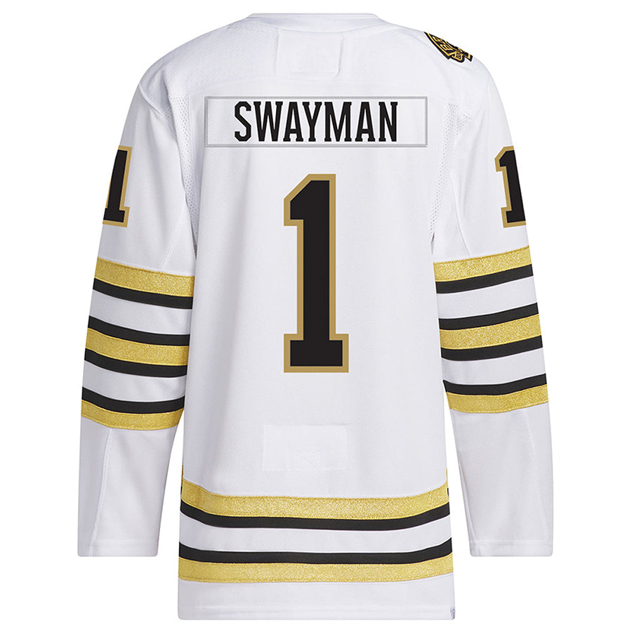 Custom #1 White BOS Hockey Shirt Top